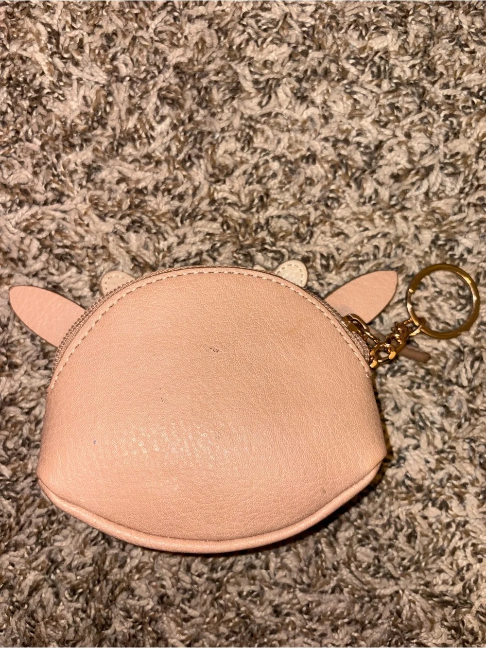 LC Lauren Conrad Peachy Brown Deer Coin Pouch w Keyring